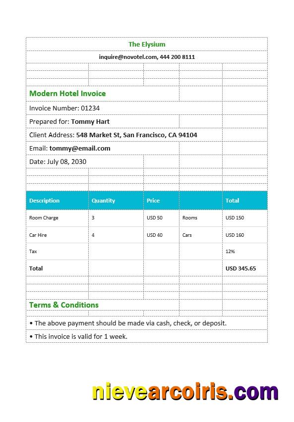 Modern Hotel Invoice